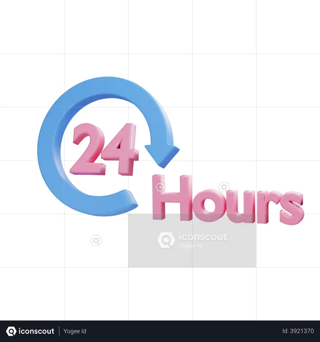 24 Hours service  3D Illustration
