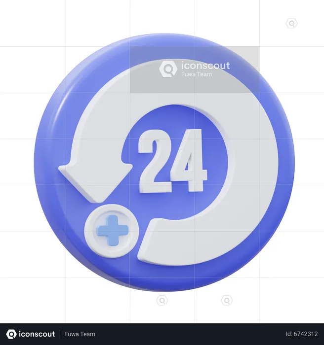 24 Hours Service  3D Icon