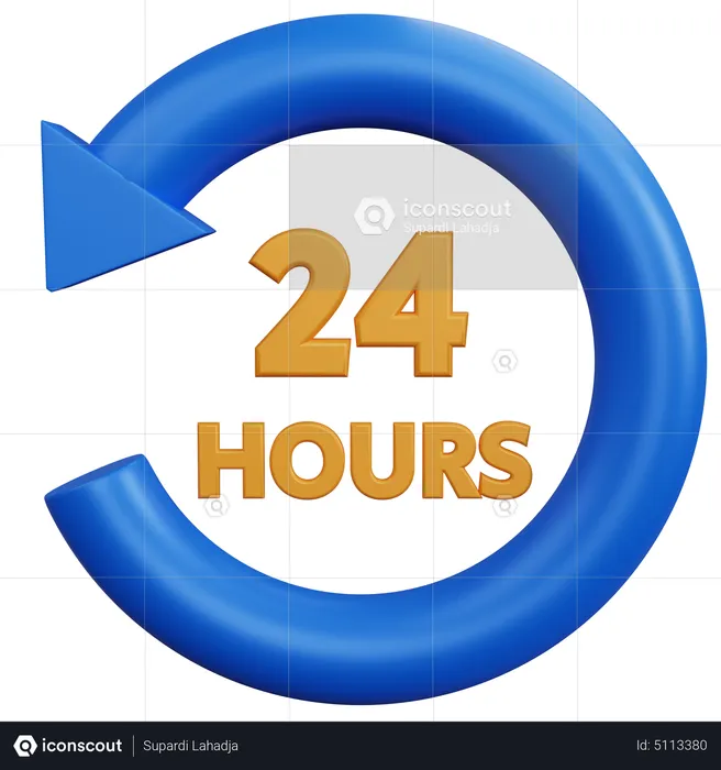 24 Hours Services  3D Icon