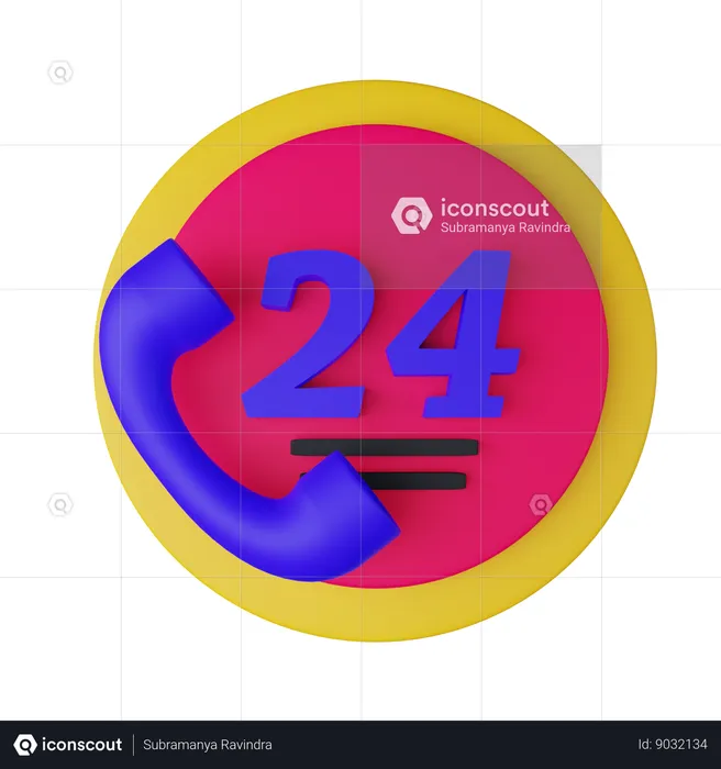 24 hours support  3D Icon