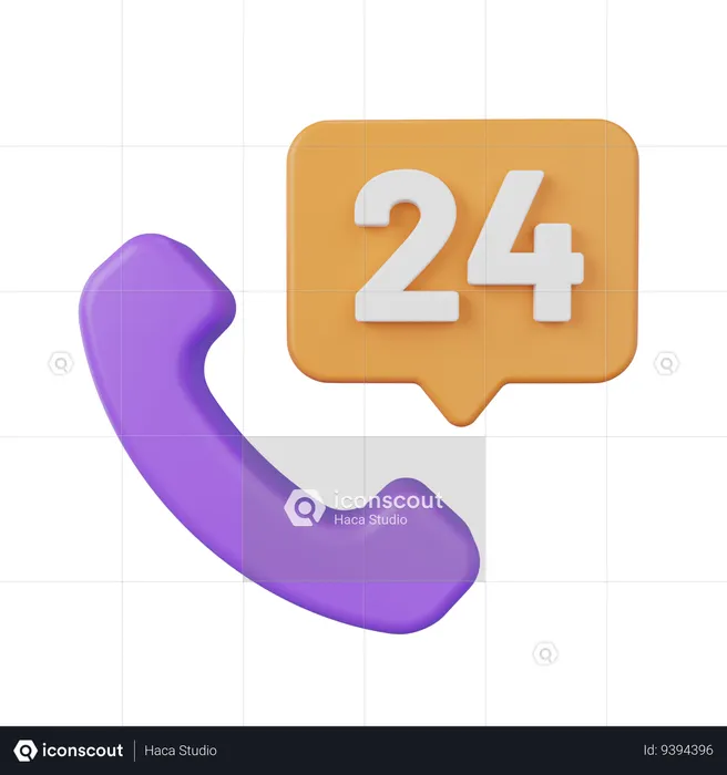 24 Hours Support  3D Icon