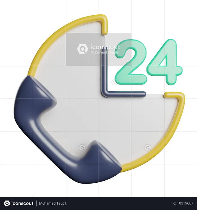 24 Hours Support  3D Icon