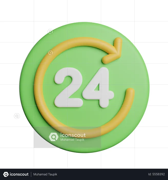 24 Hours Symbol  3D Icon