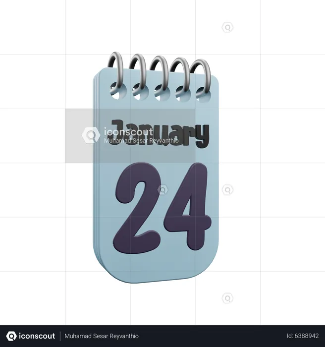 Calendrier du 24 janvier  3D Icon