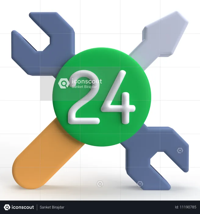 24 Stunden Service  3D Icon