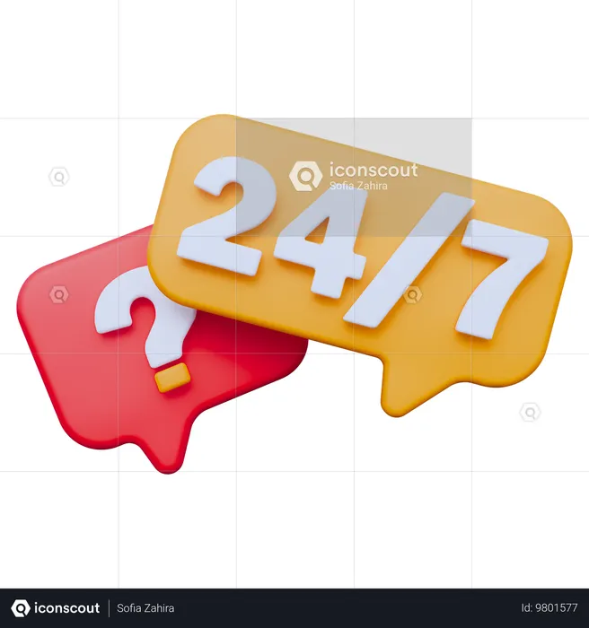 24/7 Speech Bubble  3D Icon