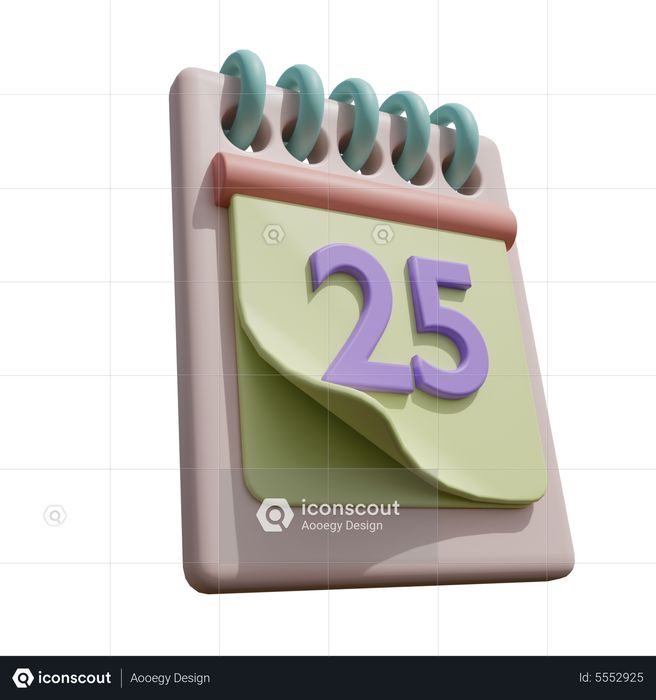 Premium 25 Calendar 3D Icon download in PNG, OBJ or Blend format