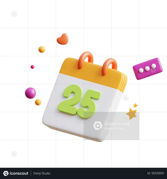 25 Calendar  3D Icon
