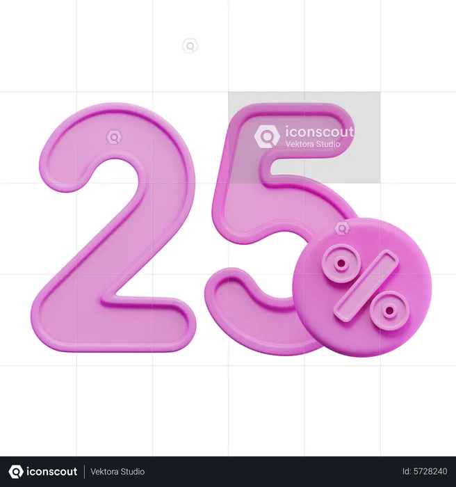 25 Percent  3D Icon
