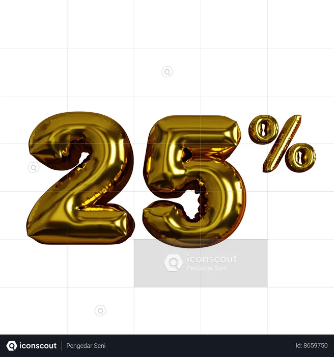 25 Percent Discount  3D Icon