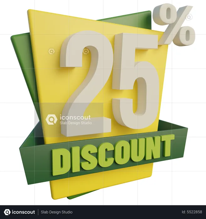 25 Percent Discount  3D Icon