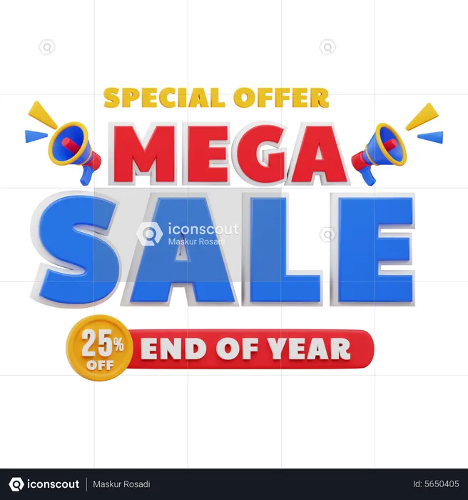 25 Percent Mega sale  3D Illustration