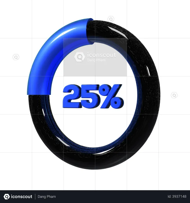 25 Percent Pie Chart  3D Illustration