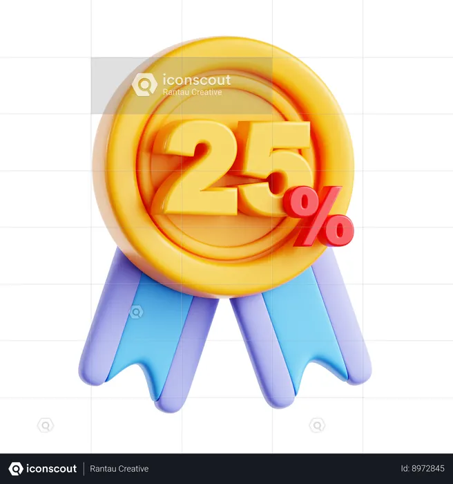 25 Percentage  3D Icon