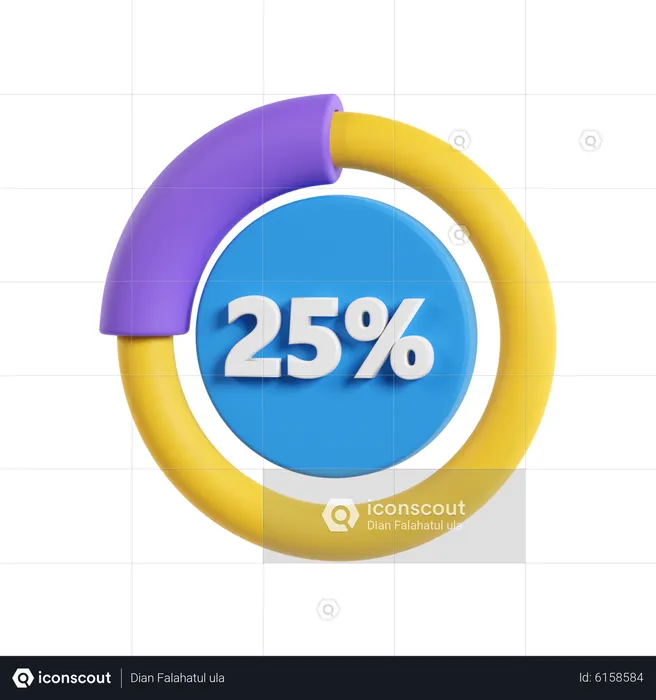 25 Percentage Progress  3D Icon