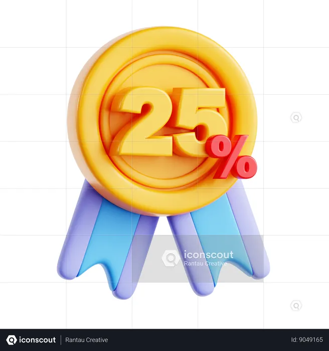 25 por ciento de descuento  3D Icon