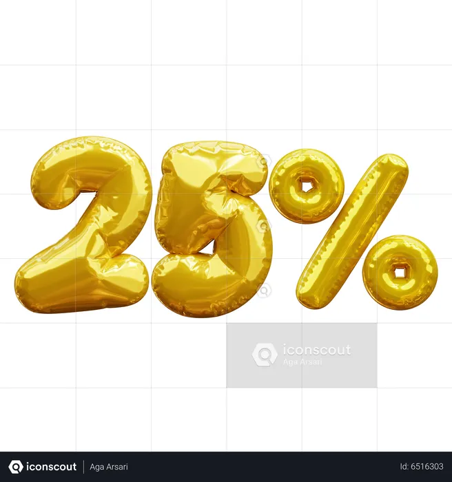 25 Prozent  3D Icon