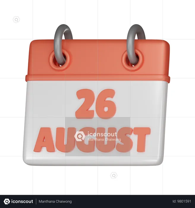 26 August  3D Icon