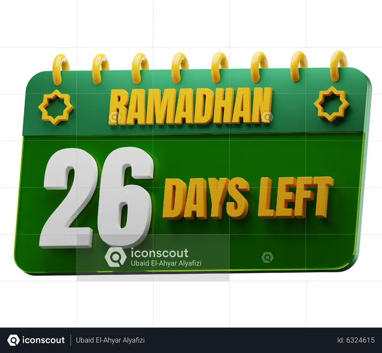 26 Days Left to Ramadan  3D Icon