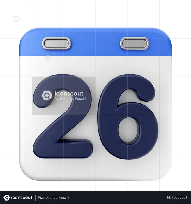 26th Calendar  3D Icon