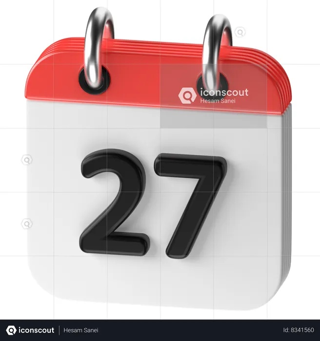 27 Date  3D Icon