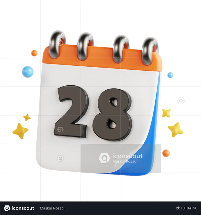 28 Date  3D Icon