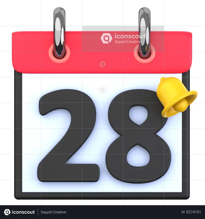 28 Date  3D Icon