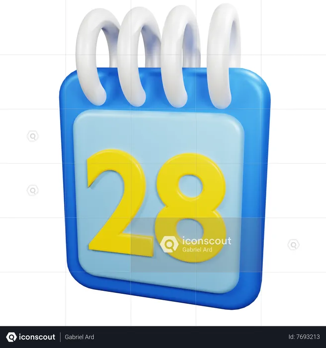 28 Date  3D Icon