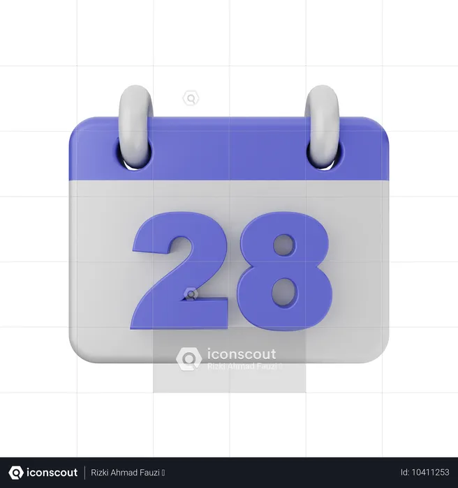 Kalender mit 28 Terminen  3D Icon