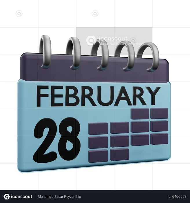 28 February Calender  3D Icon