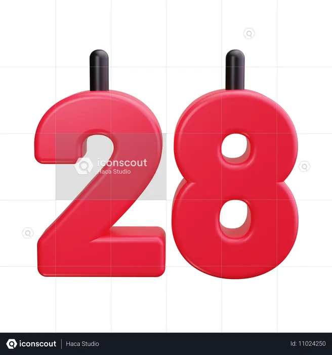 28 numéro  3D Icon