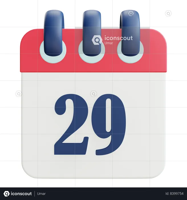 29 Date  3D Icon