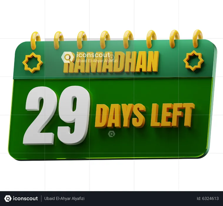 29 Days Left to Ramadan  3D Icon
