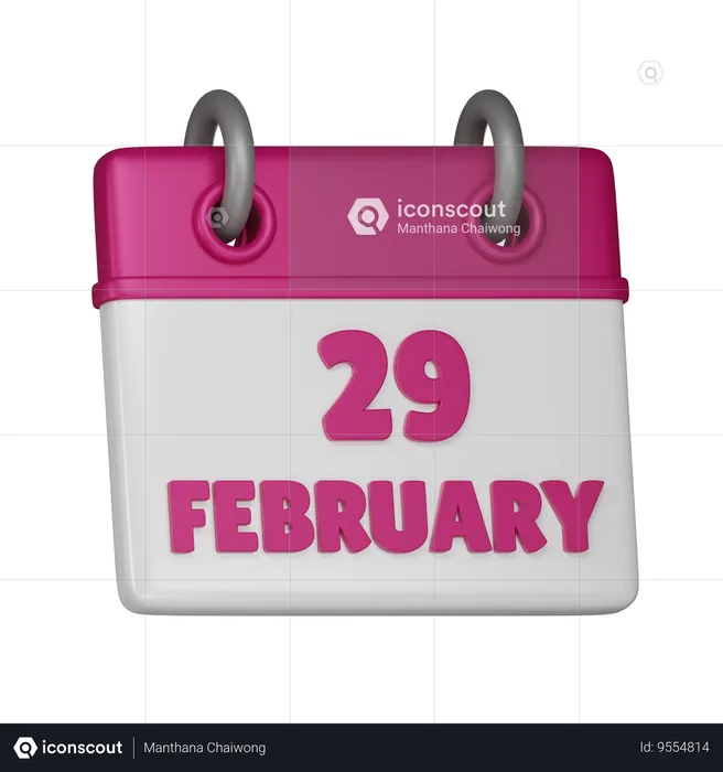 29 February  3D Icon