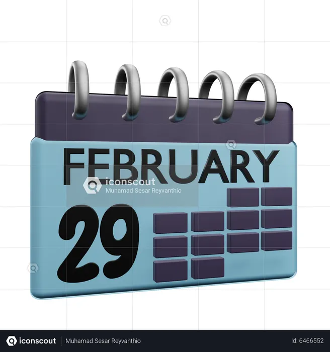 29 February Calender  3D Icon