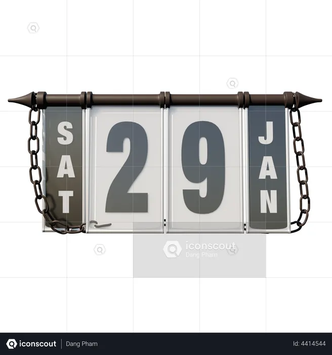 29. Januar Samstag  3D Illustration