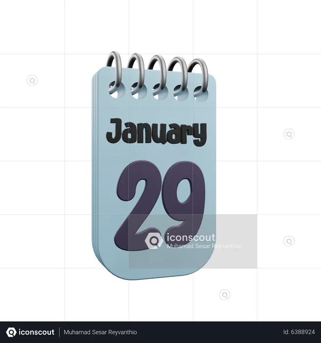 29 January Calender  3D Icon