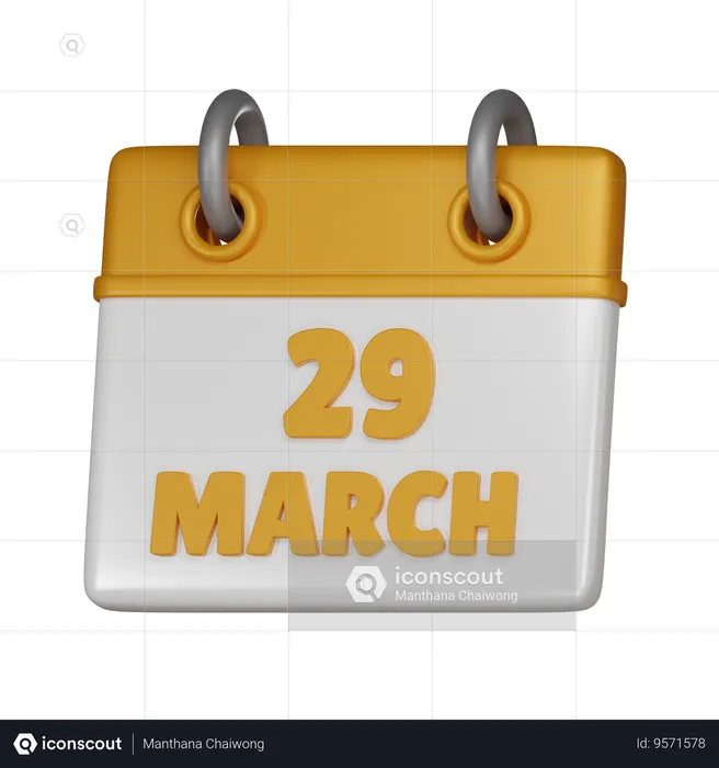 29 March  3D Icon