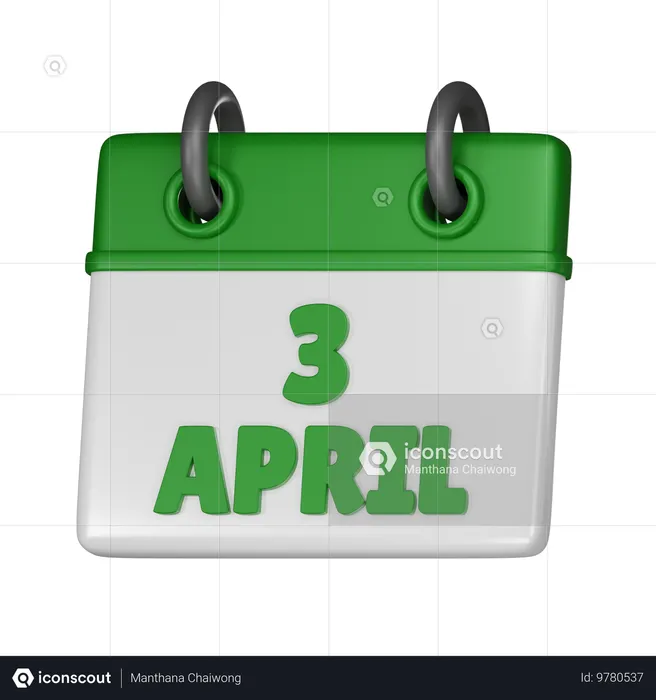 3. April  3D Icon