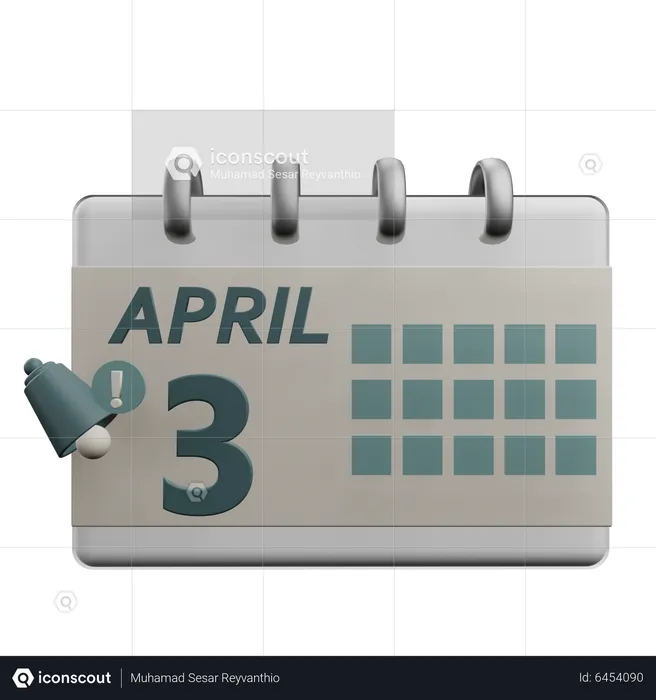 3 April  3D Icon