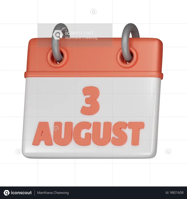 3. August  3D Icon