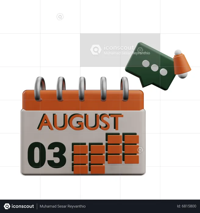 3 august  3D Icon