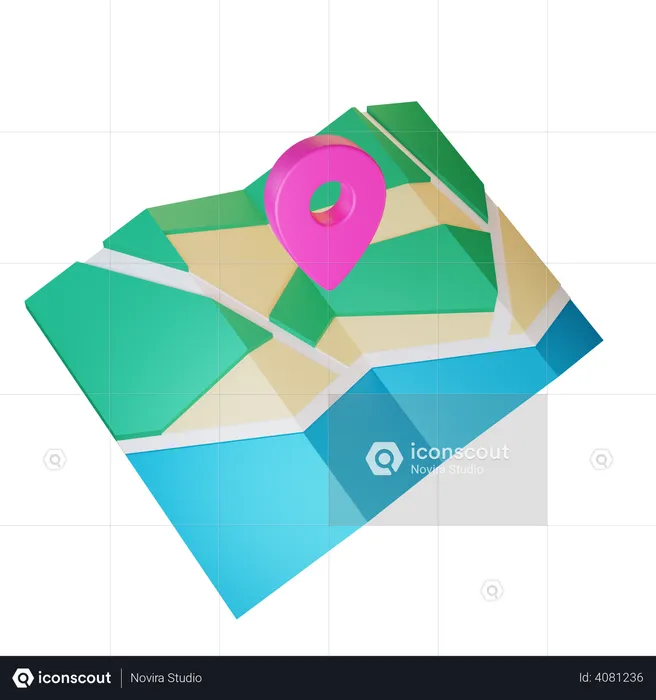 3 D Map Location Icon  3D Illustration