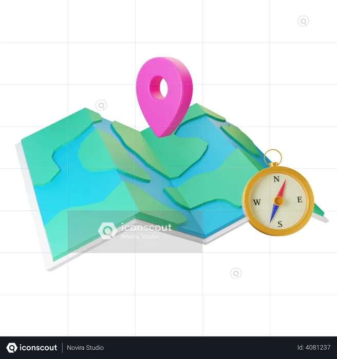3 D Map Location Icon  3D Illustration