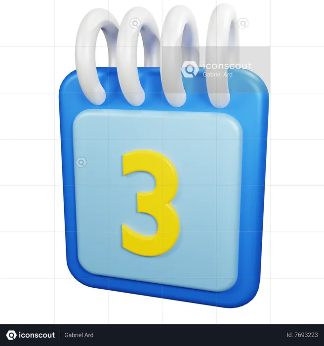 3 Date  3D Icon