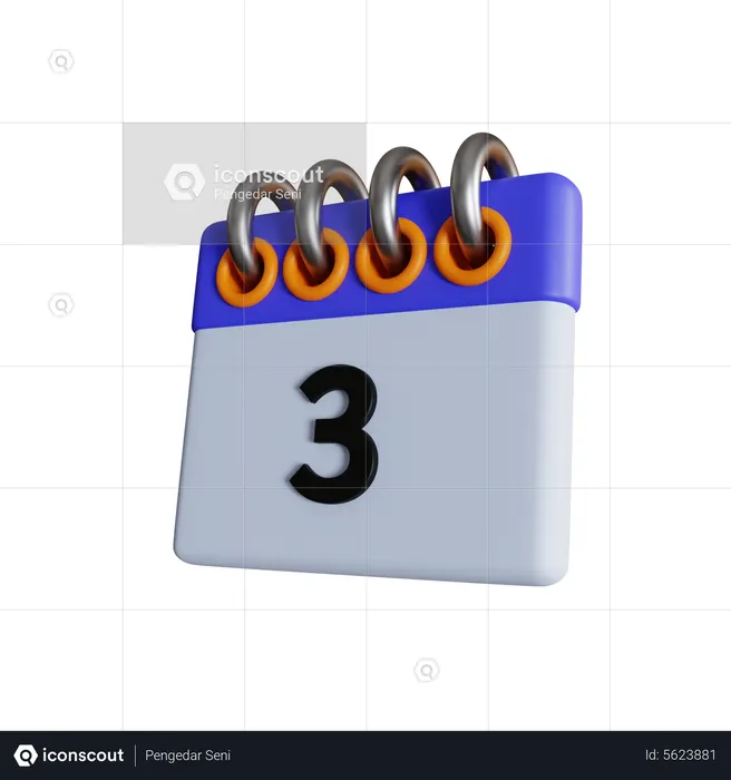 3 Date  3D Icon