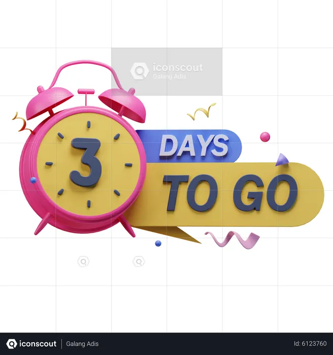 3 Days To Go  3D Icon