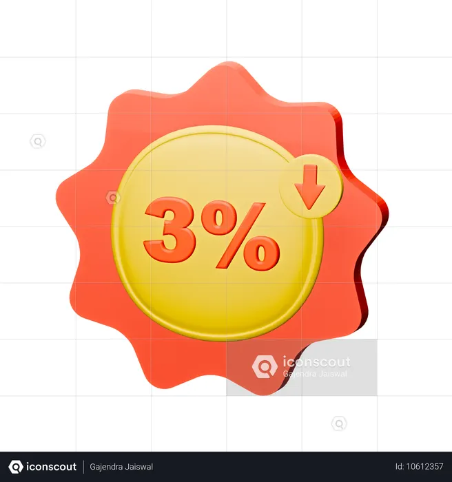 Selo de desconto de 3%  3D Icon