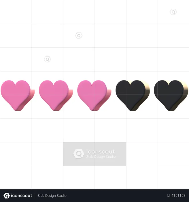 3 Heart Rating Emoji 3D Illustration