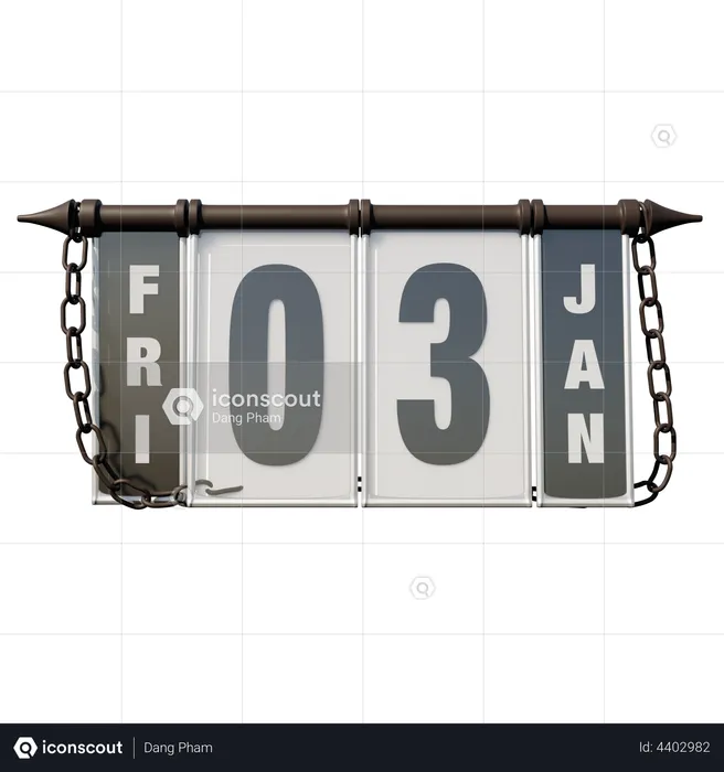 03. Januar Freitag  3D Illustration